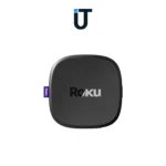 user holding roku ultra lt voice remote with TV power controls