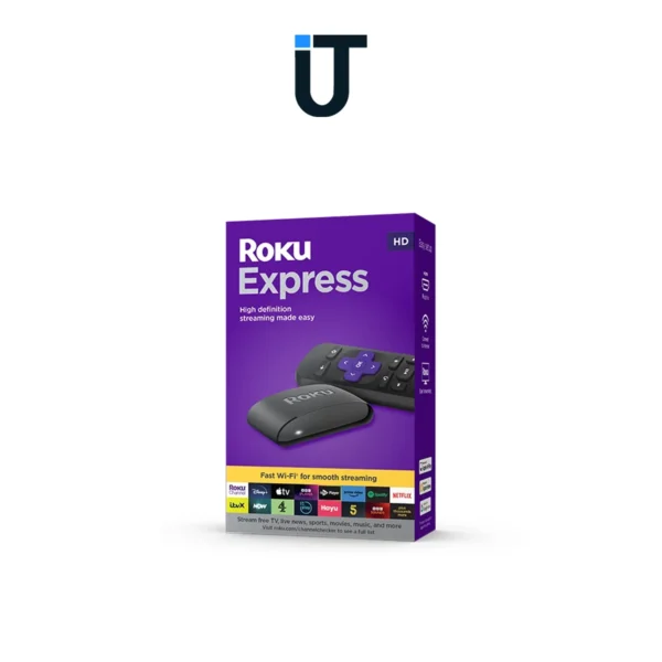 roku express hd remote with easy navigation and shortcut buttons