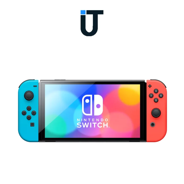 Top view of Nintendo Switch console with enhanced screen and slim bezel