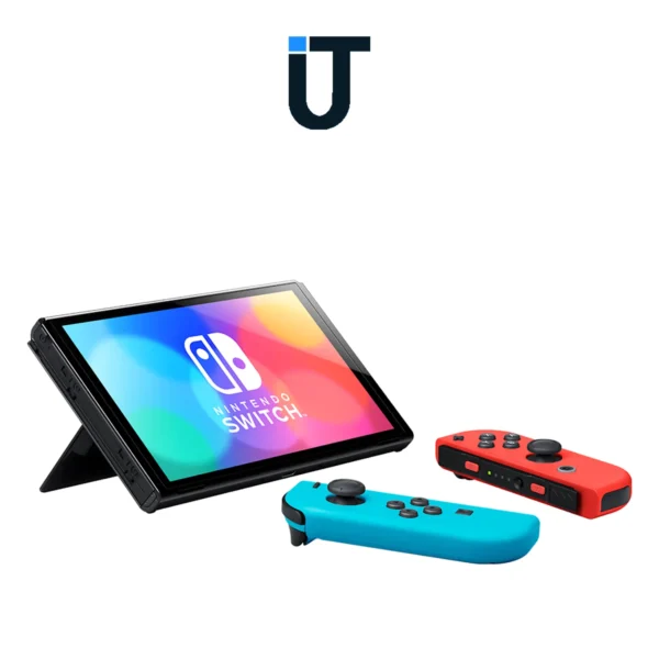 Back view of Nintendo Switch OLED showing kickstand and ports