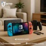 Nintendo Switch OLED model with Neon Red and Blue Joy-Con controllers