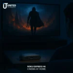unboxing the roku express 4k with accessories on table