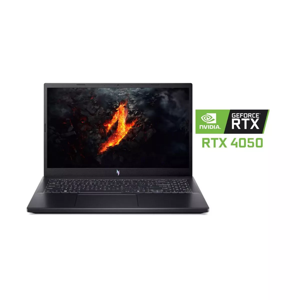 Top-down shot of Acer Nitro 5 showing Ryzen and RTX performance stickers