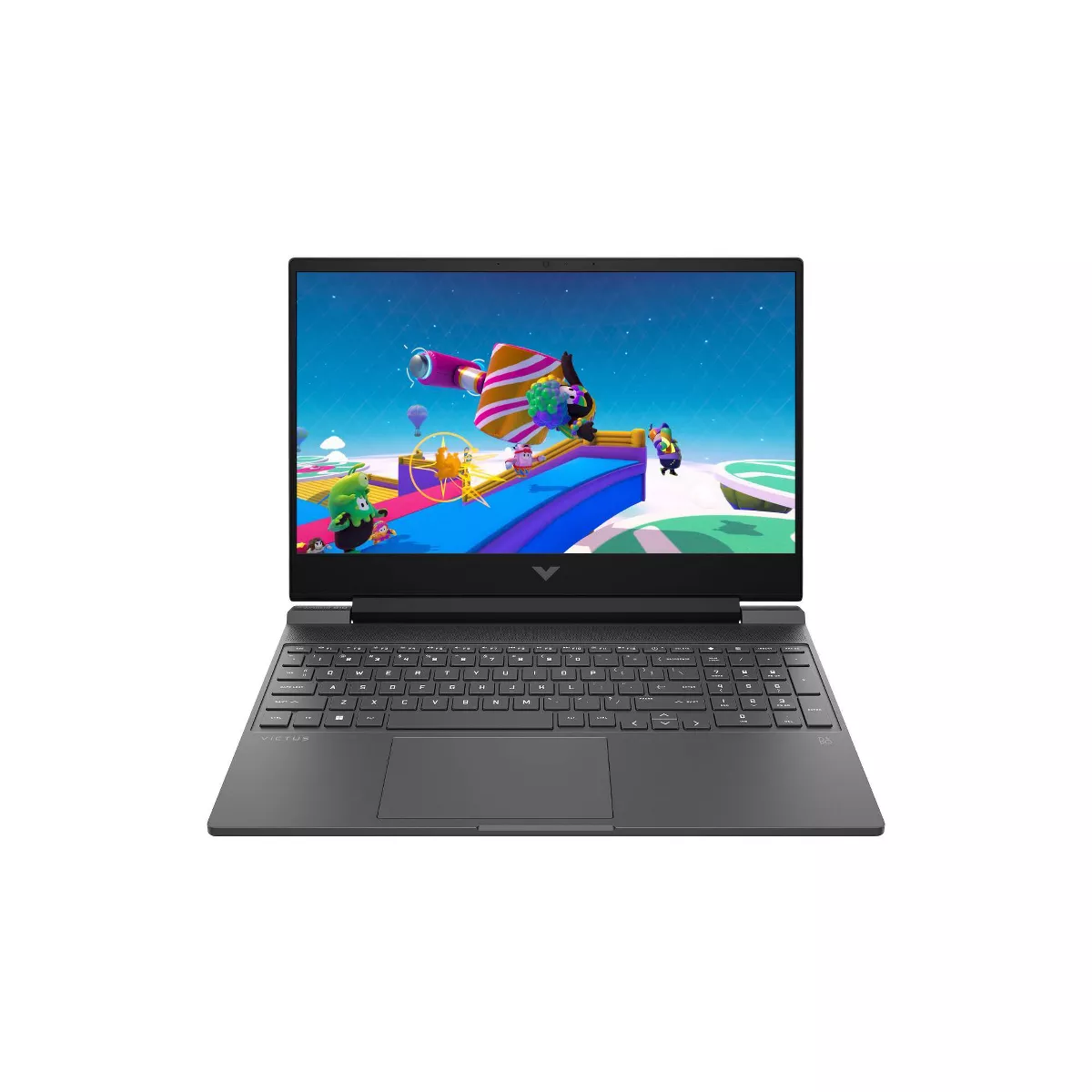 Slim profile of HP Victus 15.6-inch gaming laptop in silver finish