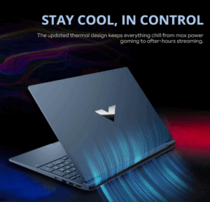 Top-view of HP Victus 144Hz RTX 4050 gaming laptop open