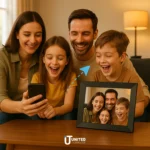 Nixplay digital picture frame on tabletop