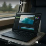 Thin LG gram laptop in open position on a desk