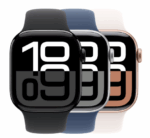Front view of the Apple Watch Series10 GPS model in Florida with sleek black band and 42mm case