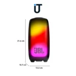 Close-up of JBL Pulse 5 light show feature in dark room