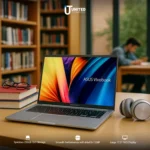 Side profile of ASUS Vivobook 17 i3 showing USB ports and thin bezels