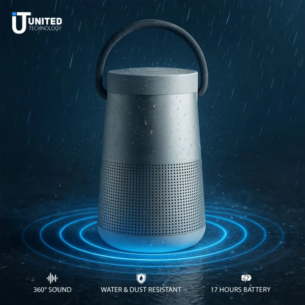 Bose SoundLink Revolve+ II speaker next to pool in Florida